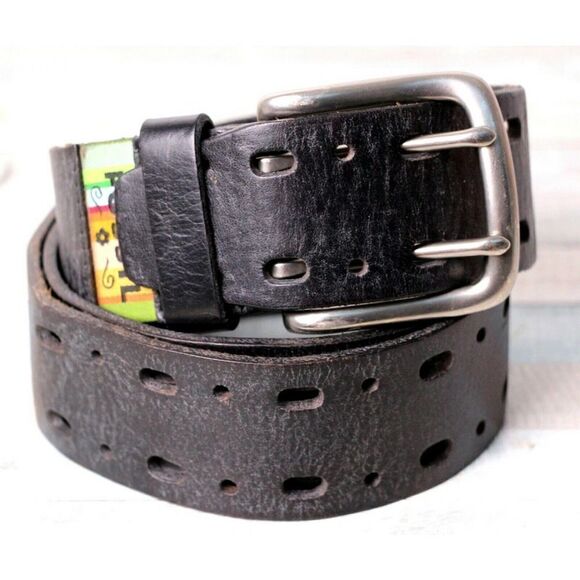 Fossil DARK BROWN GENUINE LEATHER 1.5"Wd CUT OUT CASUAL WOMEN'S BELT Sz M (X95 - Picture 1 of 11